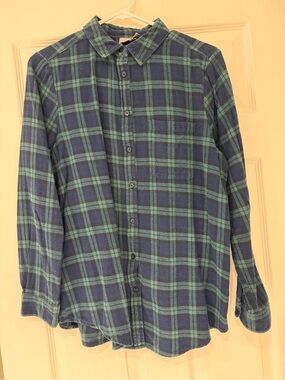 ASOS Blue and Green Plaid Button-Down Shirt